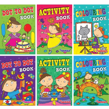 Mini Colouring Activity Books Girls - 6 Pack