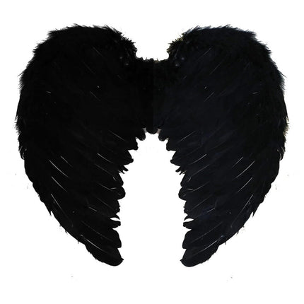 Halloween Black Feathered Angel Wings
