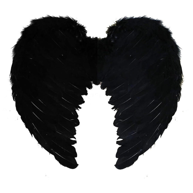 Halloween Black Feathered Angel Wings