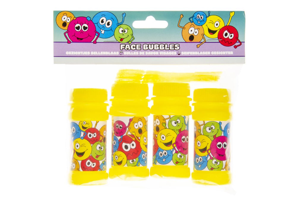 4 Emoji Face Bubble Tubs & Blowers (Pack)