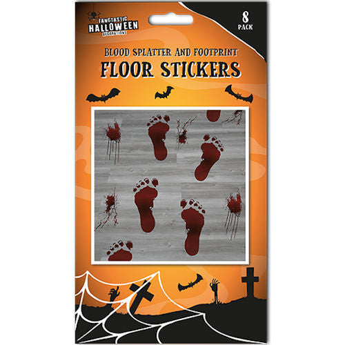 Halloween Footprint Floor Stickers - 8 Pack Spooky Festive Haunted House Ghost Witch Decoration