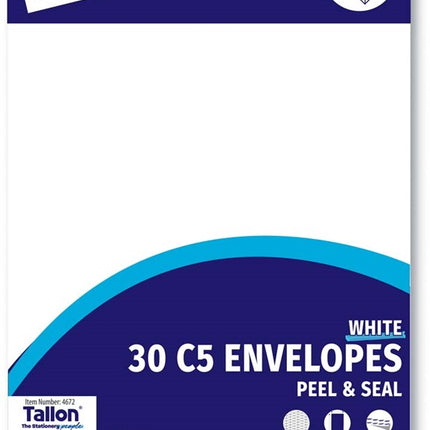 30 White C5 Peal & Seal Envelopes