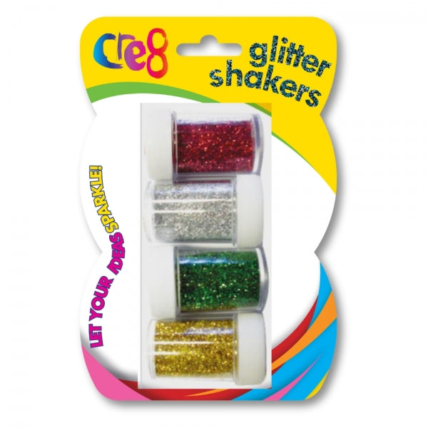 4 Coloured Glitter Shakers