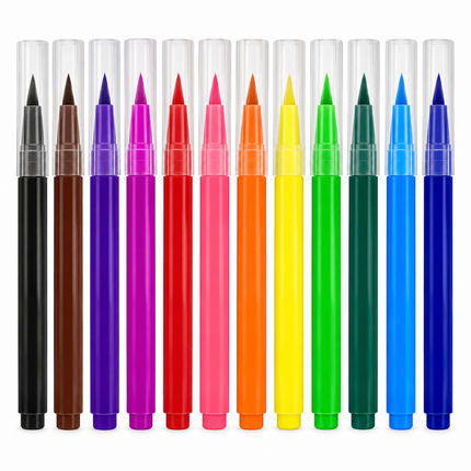 12 Fibre Brush Tip Colouring Pens