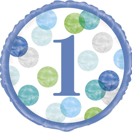 Blue 1st Birthday 18" Round Foil Balloon