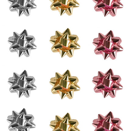 Medium Rose Gold Silver & Gold Foil Bows - 20 Pack