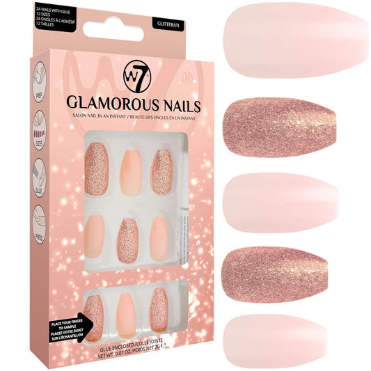 W7 Cosmetics Glamorous False Long Fake Nails - Glitterati