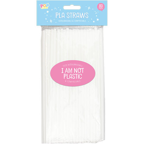 Biodegradable PLA Straws - 80 Pack