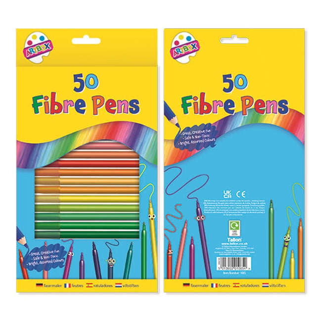 50 Fibre Tip Colouring Pens