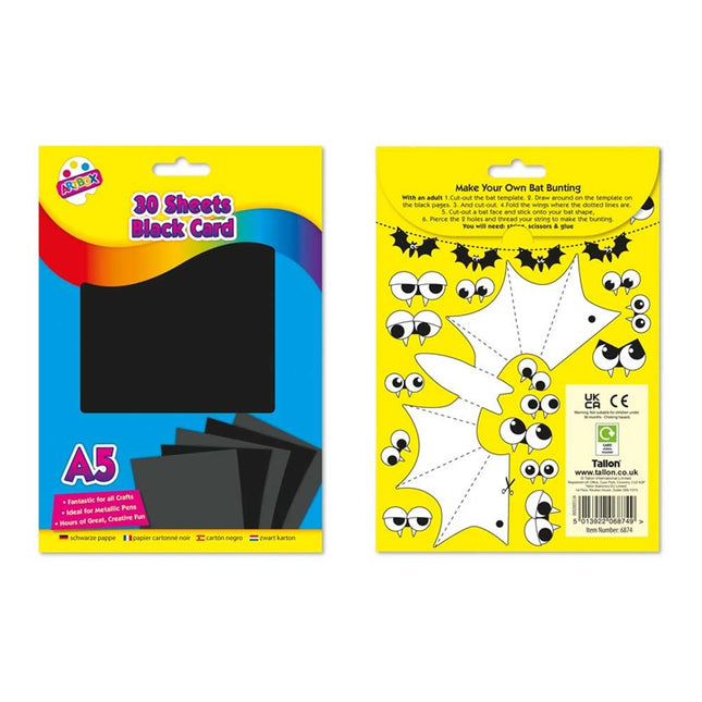 30 Black A5 Activity Card Sheets