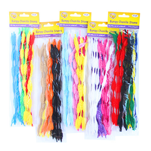 20 Bumpy Chenille Stems (Assorted)