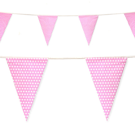 C1010 Pink Polka Dot 10m Triangle Bunting