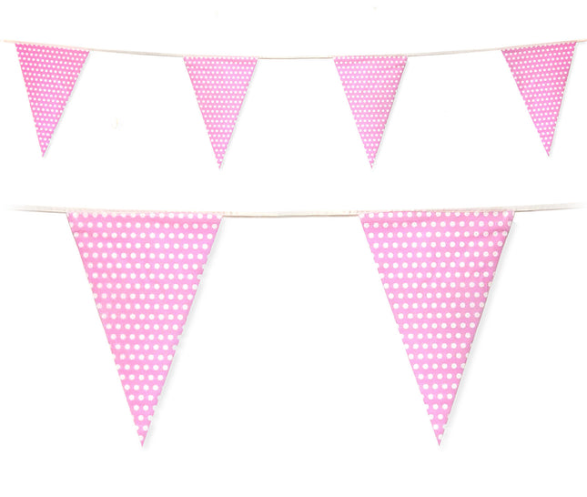 C1010 Pink Polka Dot 10m Triangle Bunting