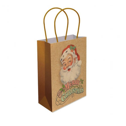 Traditional Santa Paper Handle Bags - 6 Pack