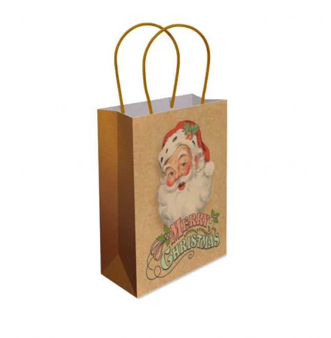 Traditional Santa Paper Handle Bags - 6 Pack