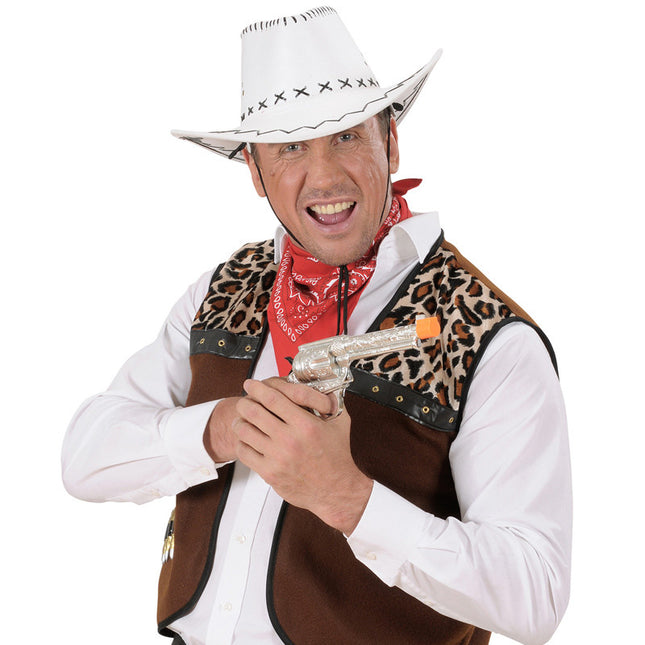 Silver Plastic Cowboy Toy Revolver Gun