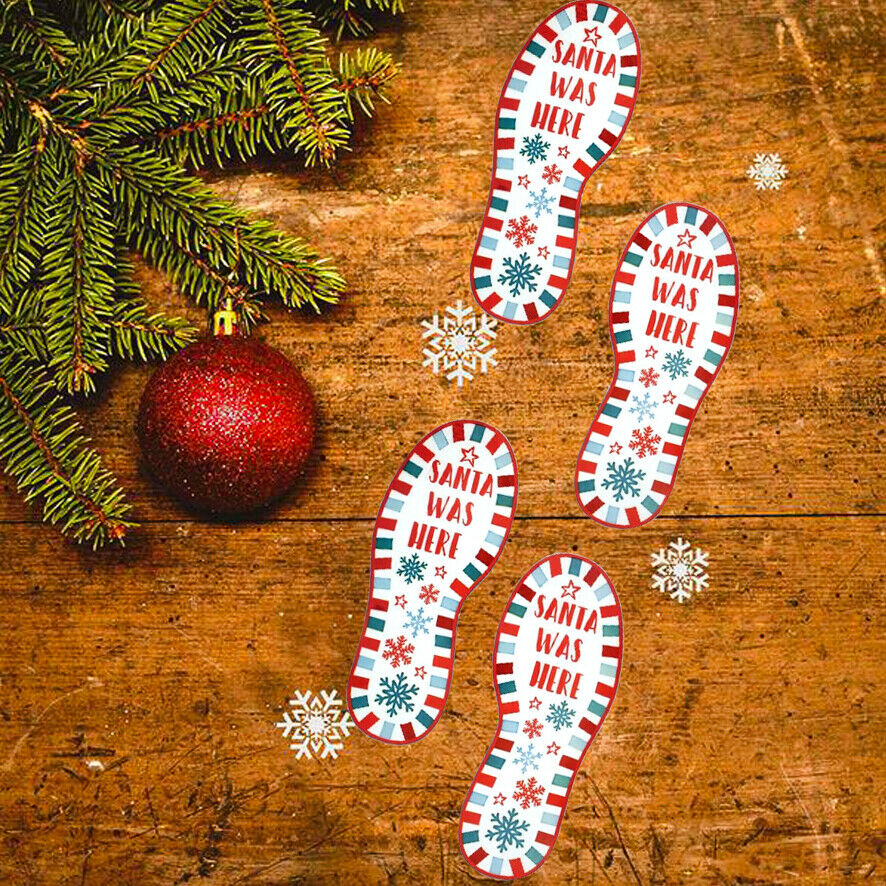 Santa Was Here Footstep Floor Stickers - Festive Decals for Christmas Decor