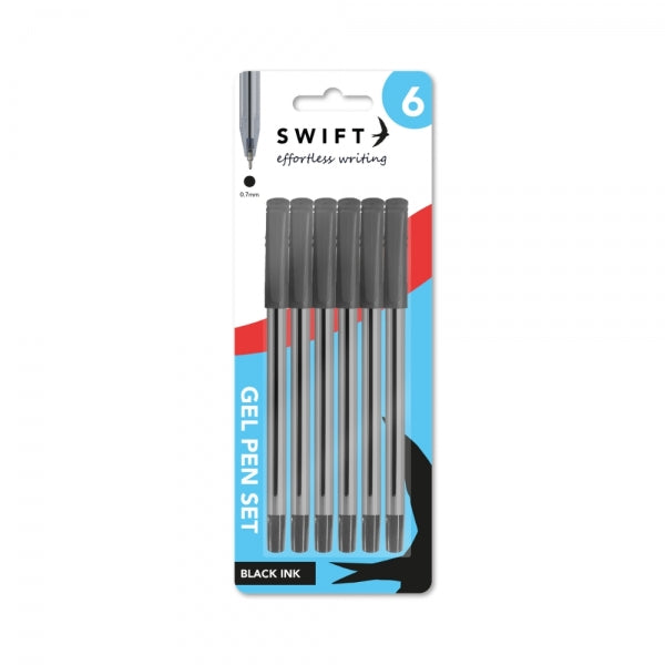 6 Black Gel Pens