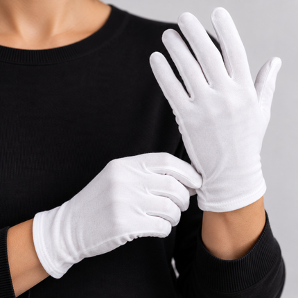 4 White Cotton Gloves