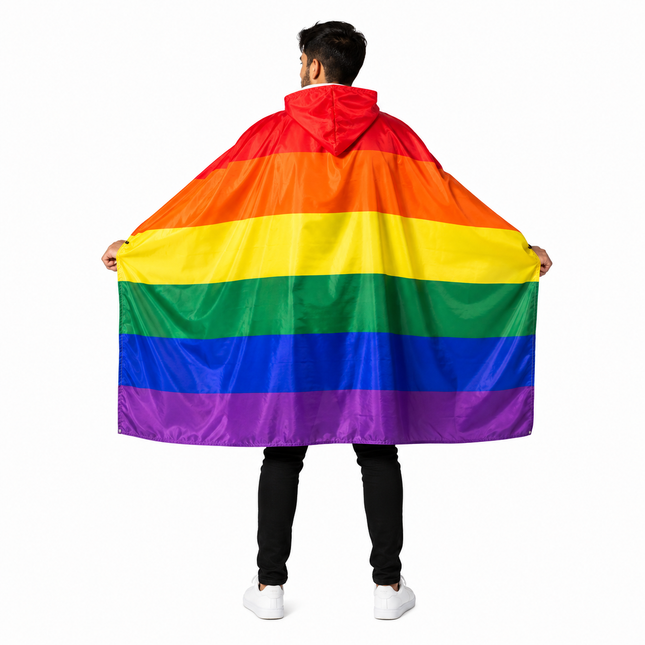 Rainbow Pride Flag Cape with Hood 90 x 150cm LGBT Festival Parade
