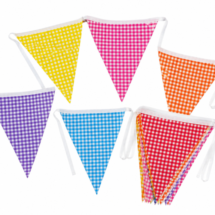 10m Multicoloured Gingham Triangle Bunting