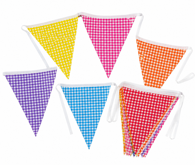 10m Multicoloured Gingham Triangle Bunting