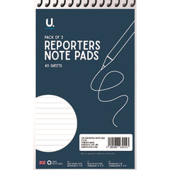 3 Spiral Reporters Note Pads