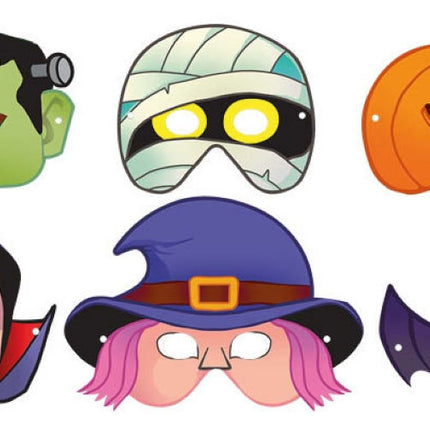 Cardboard Halloween Masks - 12 Pack