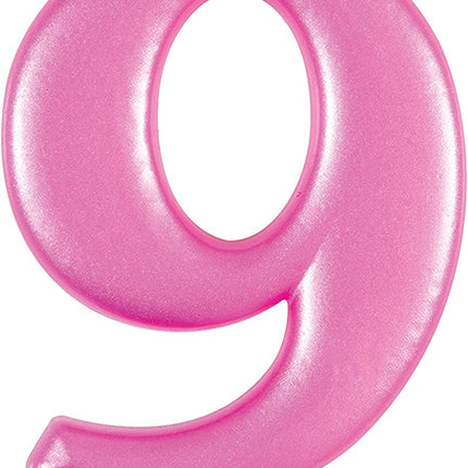 Metallic Pink Candle - Number 9