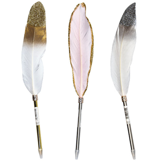 Glitter Feather Pen Single - Assorted