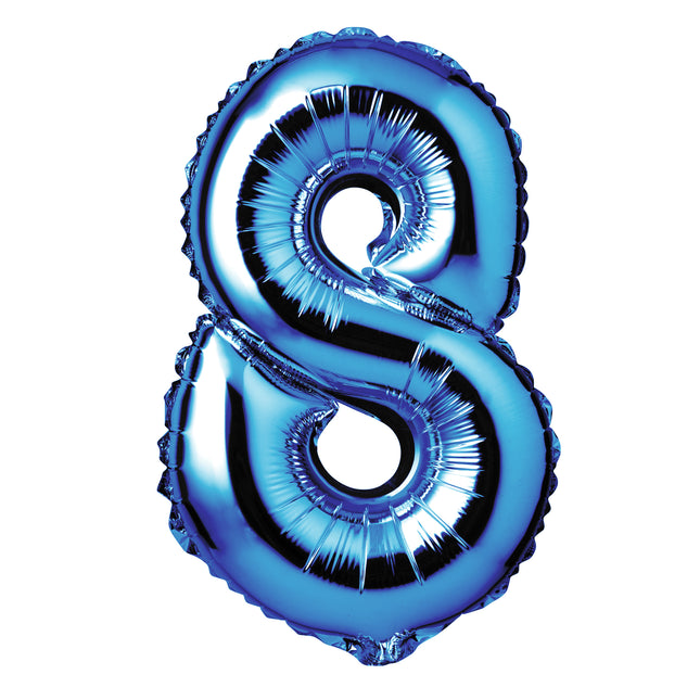 Large Blue Foil "Number 8" Balloon – 34 Inch