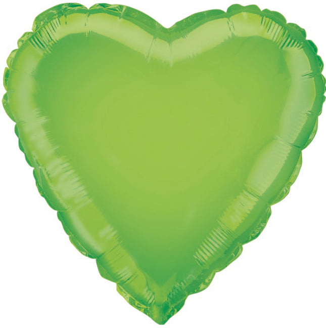 Foil Heart Balloon - Lime Green