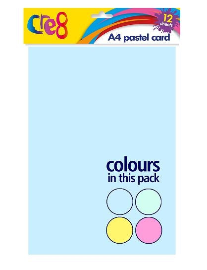 12 Pastel A4 Card Sheets