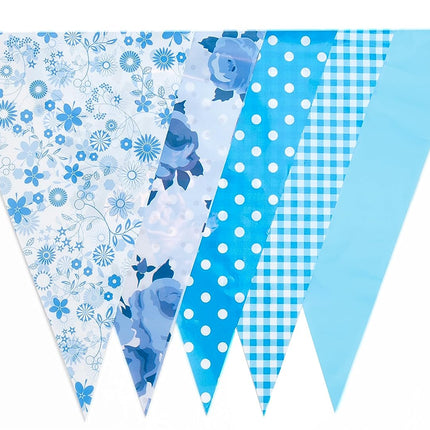 JA004 Blue Vintage 10m Triangle Bunting