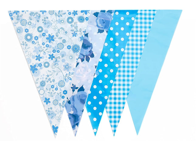 JA004 Blue Vintage 10m Triangle Bunting
