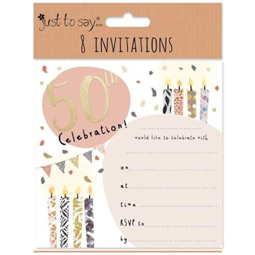 50th Invitation Cards - 8 Pack