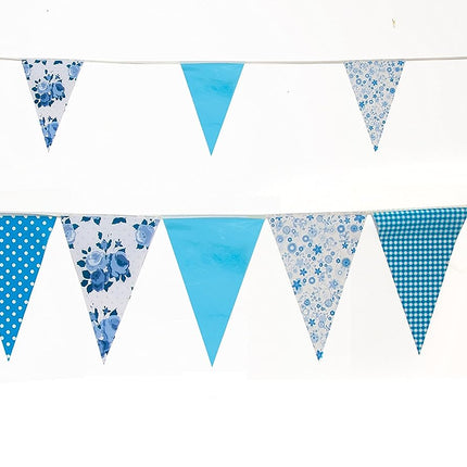 JA004 Blue Vintage 10m Triangle Bunting