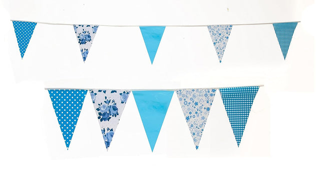 JA004 Blue Vintage 10m Triangle Bunting
