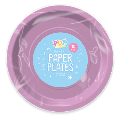 Purple Pastel Round Paper Plates 23cm - 10 Pack