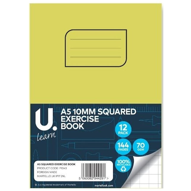 A5 Squared Exercise Book - 72 Sheets