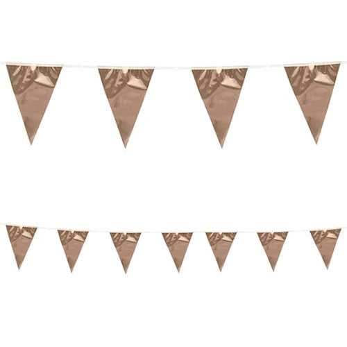 Metallic Rose Gold 10m Triangle Flag Bunting