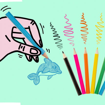 Sea Animal Halfsize Colouring Pencils - 6 Pack