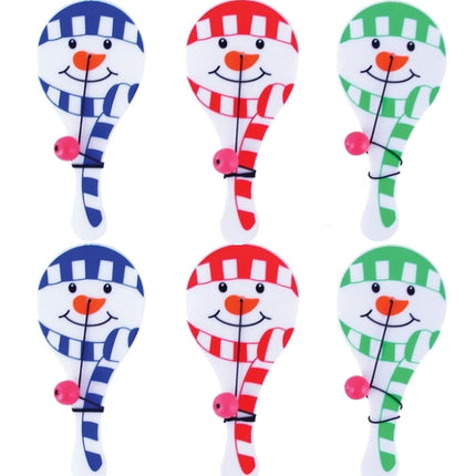 Snowman Paddle Bats & Balls - 6 Pack