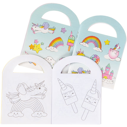 Unicorn Sticker & Colouring Books With Handles - 6 Pack