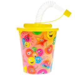Happy Face Reusable Plastic 3D Cup & Straw - Single