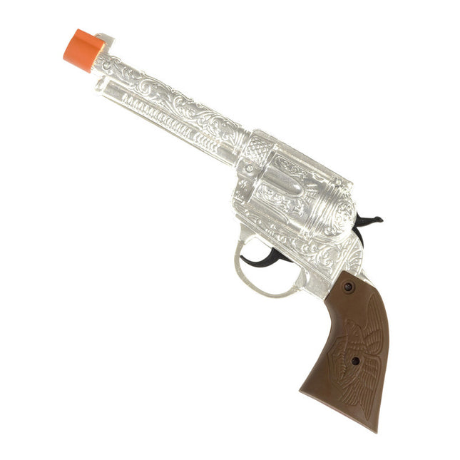 Silver Plastic Cowboy Toy Revolver Gun