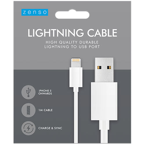 Lightning to USB Cable - 1M White Durable Fast Charging Apple Devices