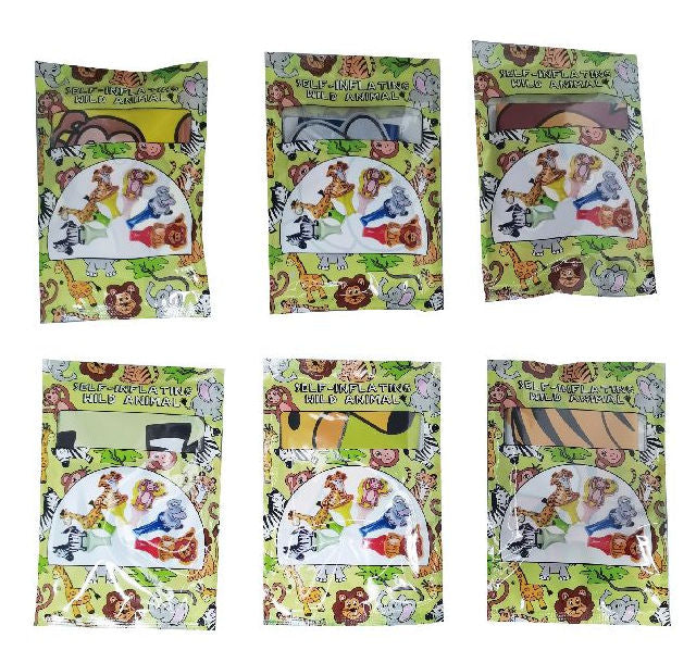 Wild Animal Self-Inflating Handheld Balloons - 6 Pack