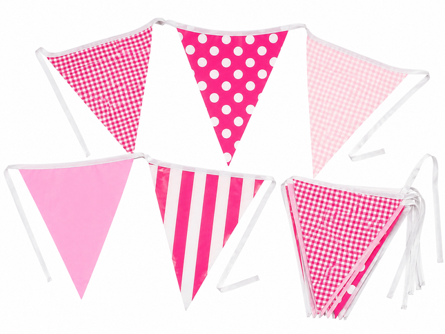 Pink Spots & Stripes 10m Triangle Bunting