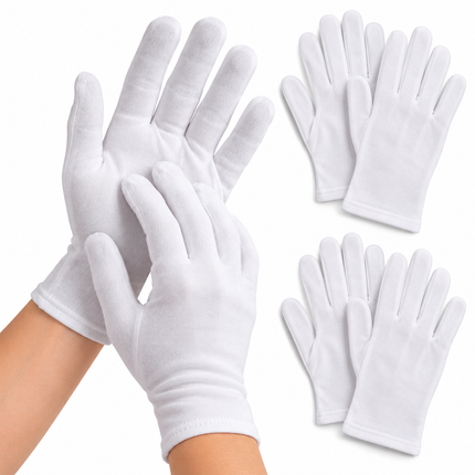 4 White Cotton Gloves